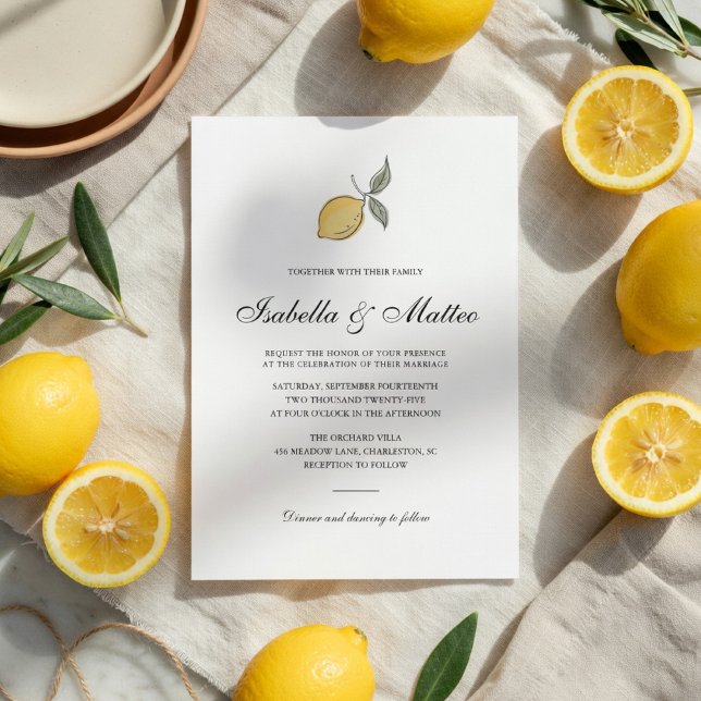 Lemon Wedding Invitation with QR Code | Amalfi  Einladung (Von Creator hochgeladen)