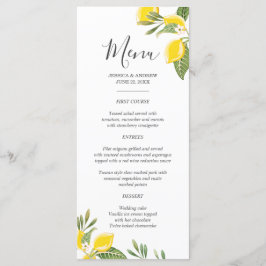 Lemon Wedding Menü Foliage Elegante Citrus Rustika Menükarte