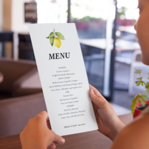 Lemon Wedding Menu Menükarte