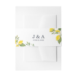 Lemon Wedding Rustic Foliage Monogram Botanisch Einladungsbanderole