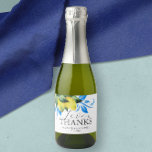 Lemon Wedding Table Decor Brunch and Bubbly<br><div class="desc">Make your own rustic wedding sparkling wine favors with this personalized label. Designed using watercolor lemons in shades of yellow with blue and green leaves over a white background. "Love and Thanks" are set in a modern hand lettered script and serif typography. Perfect for boho Tuscan and Mediterranean wedding themes,...</div>