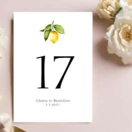 Lemon Wedding Tischnummer Card