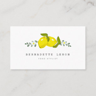 Lemon & White Blume Einfache Clean Business Card Visitenkarte