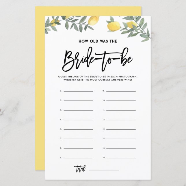 Lemon wie alt war das Brautparty der Braut (Vorne/Hinten)
