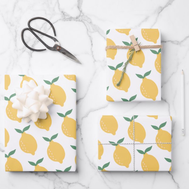 Lemon Wrapping Paper Flat Sheet Set 3 Geschenkpapier Set (Vorderseite)