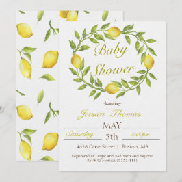 Lemon Wreath Baby Shower Einladung