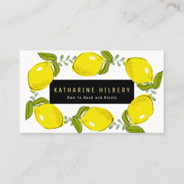 Lemon Wreath White Yellow Mommy Business Card Telefonnummerkarte