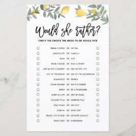 Lemon würde das Bride Rather Brautparty Spiel spie