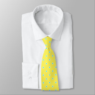 Lemon Yellow Aqua Diamond Polka Dot Pattern Krawatte