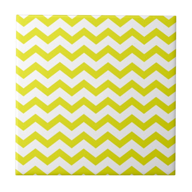Lemon Yellow Chevrons Fliese (Vorderseite)