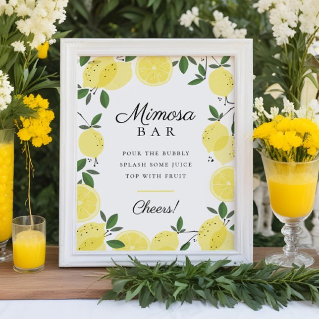 Lemon Yellow Citrus Mimosa Bar Sign Poster (Von Creator hochgeladen)