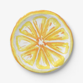 Lemon Yellow Citrus Retro Modern Baby Shower  Pappteller