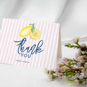Lemon Yellow Citrus Retro Modernes Brautparty Dankeskarte