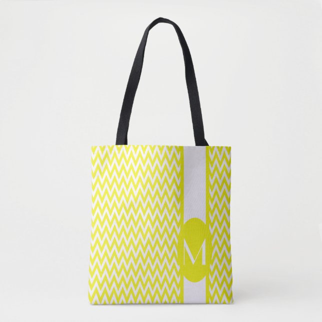 Lemon Yellow Elegantes Zickzack Design mit Monogra (Vorderseite)