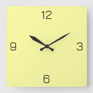 Lemon Yellow FFFF9F Farbe mit der Option Name hinz Quadratische Wanduhr