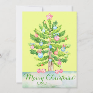 Lemon Yellow Frohe Weihnachtsbaumkarte Feiertagskarte