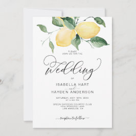 Lemon Yellow Garden Summer Botanical Boho Wedding Einladung
