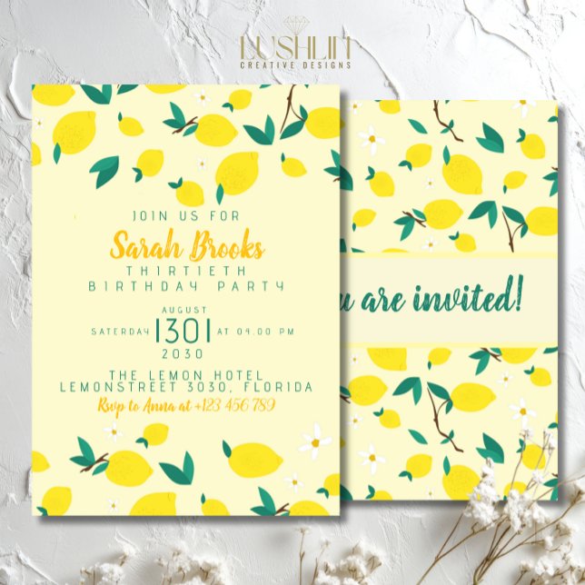 Lemon Yellow Geburtstagsparty Einladung (Von Creator hochgeladen)