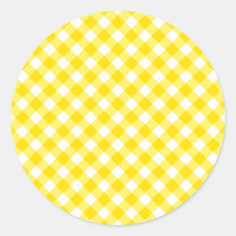 Lemon Yellow Gingham Pattern Runder Aufkleber