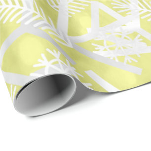 Lemon Yellow Glitzer Weihnachtsfeiertag Schneefloc Geschenkpapier