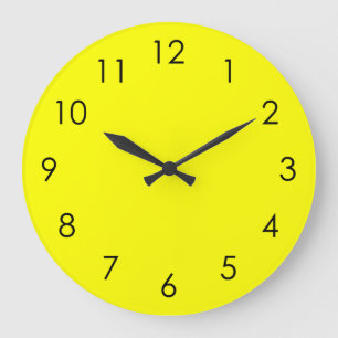 Lemon Yellow Large Black Numlock Große Wanduhr