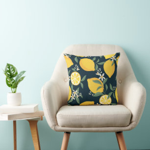 Lemon Yellow Leaf Pattern Kissen