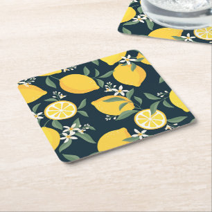 Lemon Yellow Leaf Pattern Rechteckiger Pappuntersetzer