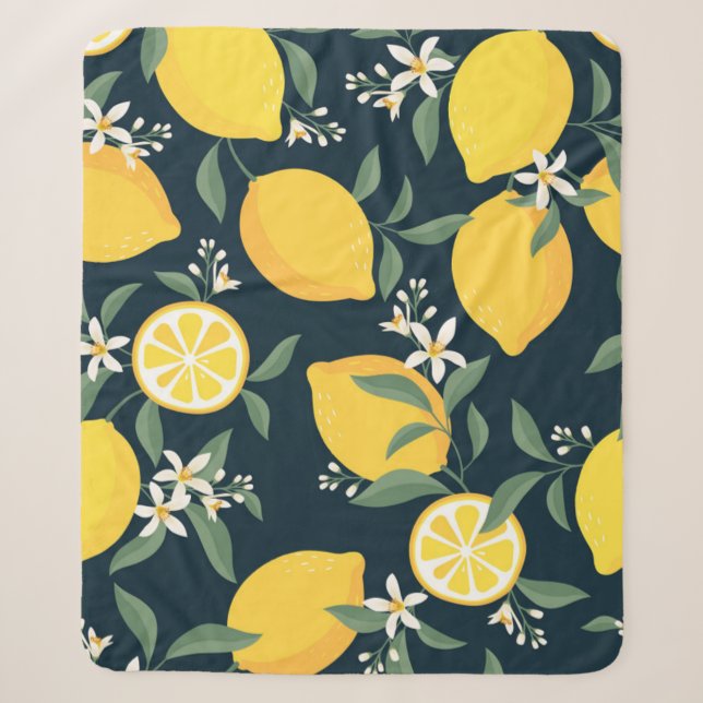 Lemon Yellow Leaf Pattern Sherpadecke (Vorderseite)