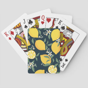 Lemon Yellow Leaf Pattern Spielkarten