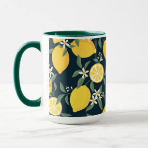 Lemon Yellow Leaf Pattern Tasse