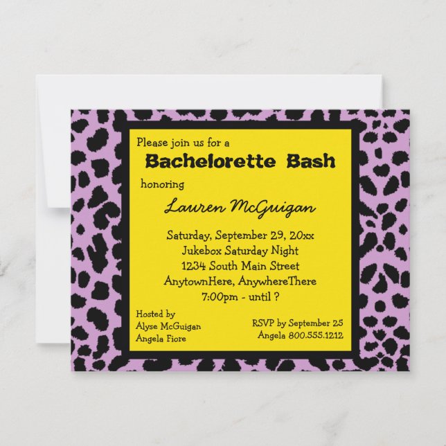 Lemon Yellow Leopard Print Party Einladung (Vorderseite)
