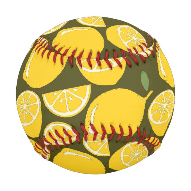 Lemon Yellow Modern Fun Niedlich Baseball (Vorderseite)
