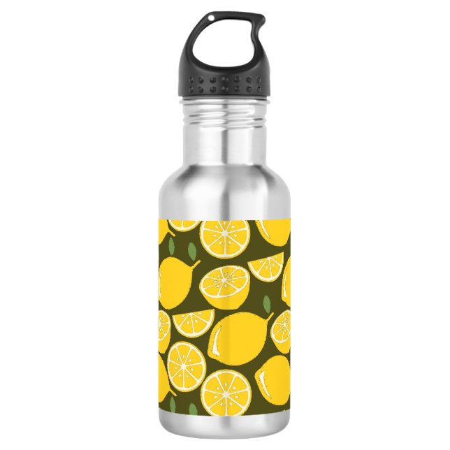 Lemon Yellow Modern Fun Niedlich Edelstahlflasche (Vorderseite)