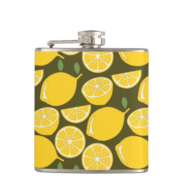 Lemon Yellow Modern Fun Niedlich Flachmann (Vorderseite)