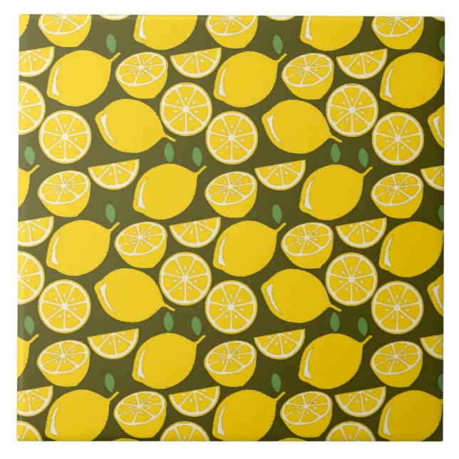Lemon Yellow Modern Fun Niedlich Fliese (Vorderseite)