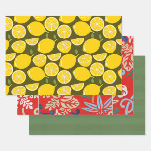 Lemon Yellow Modern Fun Niedlich Geschenkpapier Set
