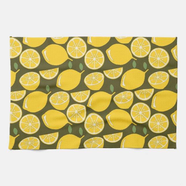 Lemon Yellow Modern Fun Niedlich Geschirrtuch (Horizontal)