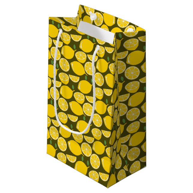 Lemon Yellow Modern Fun Niedlich Kleine Geschenktüte (Vorderseite Schrägansicht)