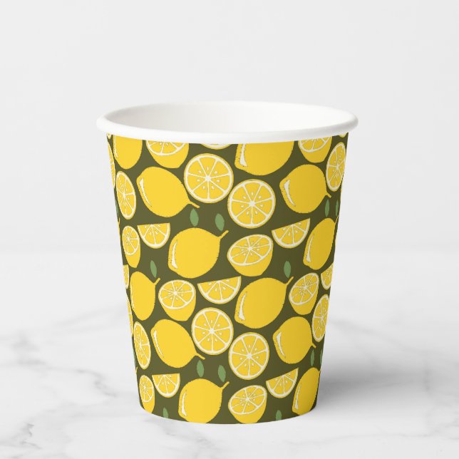 Lemon Yellow Modern Fun Niedlich Pappbecher (Vorderseite)