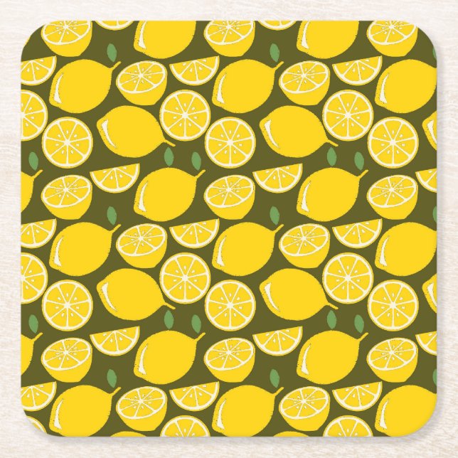 Lemon Yellow Modern Fun Niedlich Rechteckiger Pappuntersetzer (Vorderseite)