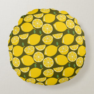 Lemon Yellow Modern Fun Niedlich Rundes Kissen