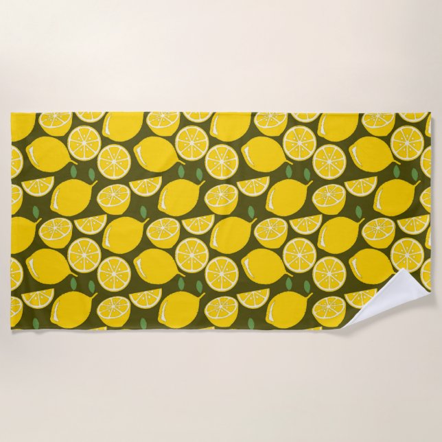 Lemon Yellow Modern Fun Niedlich Strandtuch (Vorderseite)