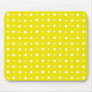 Lemon Yellow Mousepad, White Polka Dots Mousepad