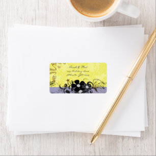 Lemon Yellow Musical & Lilac Floral Rücksendeadres Adressaufkleber