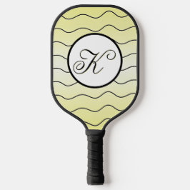 Lemon Yellow Name Initial Black Calligraphy Text Pickleball Schläger
