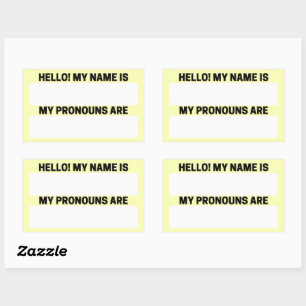 Lemon Yellow Name & Pronoun Labels Rechteckiger Aufkleber