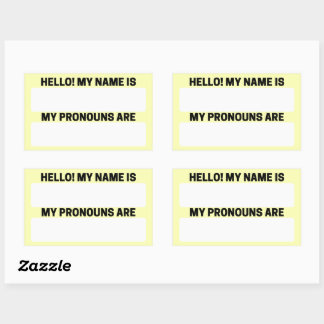 Lemon Yellow Name & Pronoun Labels Rechteckiger Aufkleber