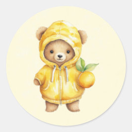 Lemon Yellow Niedlich Teddy Bear Baby Dusche Runder Aufkleber