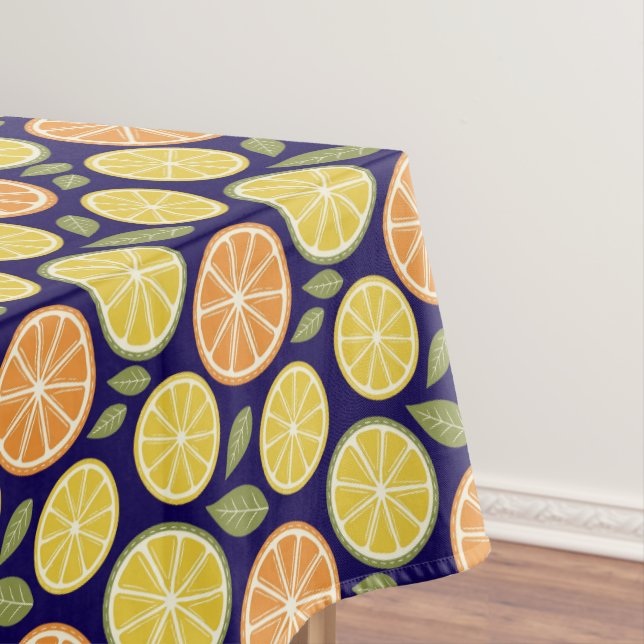Lemon yellow orange  Pattern blue Tischdecke (Beispiel)