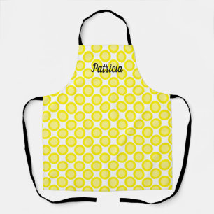Lemon Yellow Polka Dots Individuelle Name Farbenfr Schürze